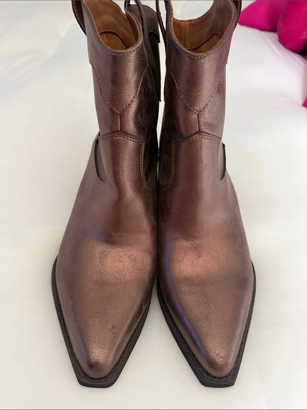 Zodiac Women’s Metallic Brown Western Ankle Boots